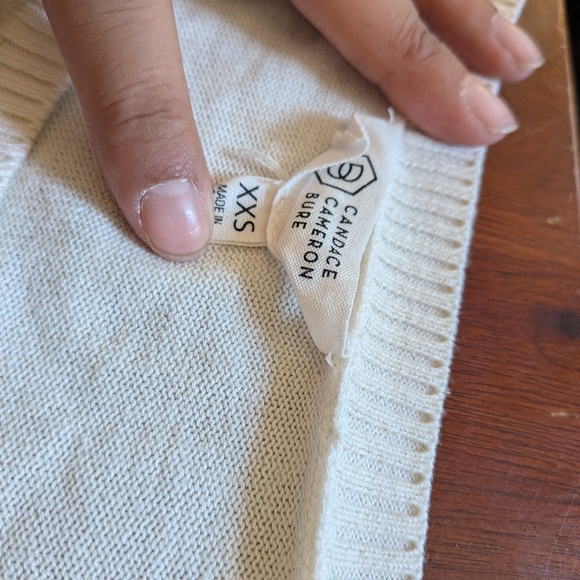 Candace Cameron Bure Cream and Pink Striped Sweater - Picture 3 of 3